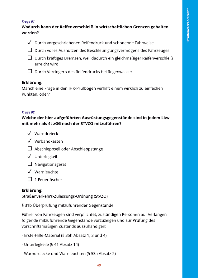 Ausbildung Verkehrsleiter I Fragenkatalog Güterkraftverkehr Teil 2